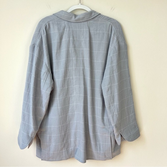 NWT Madewell Cotton-Linen Relaxed Larsen Blazer in Blue Windowpane - Picture 6 of 10